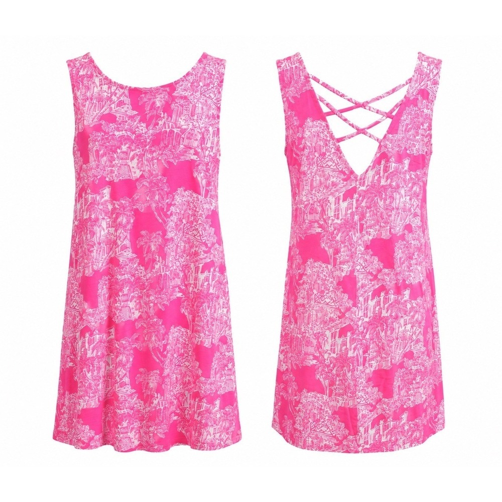 Lilly Pulitzer Kristen Dress Roxy Pink Palm Beach Print Size Small NWT MSRP $108